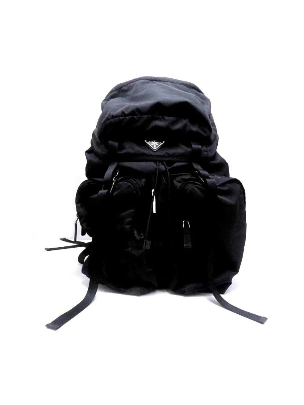 Prada Re-Nylon Saffiano Leather Backpack Black Silver Ny Nylon